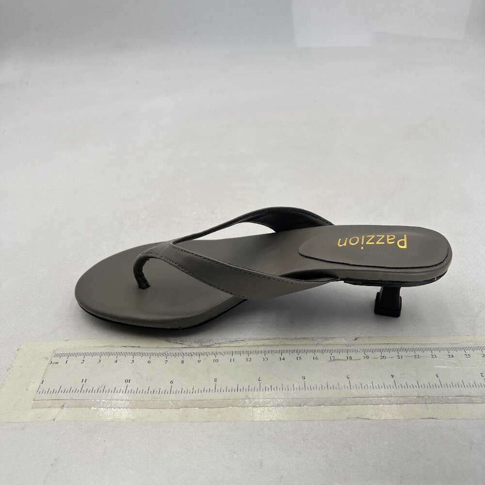 Pazzion Taupe Low-Kit Heel Thong Sandal for Women